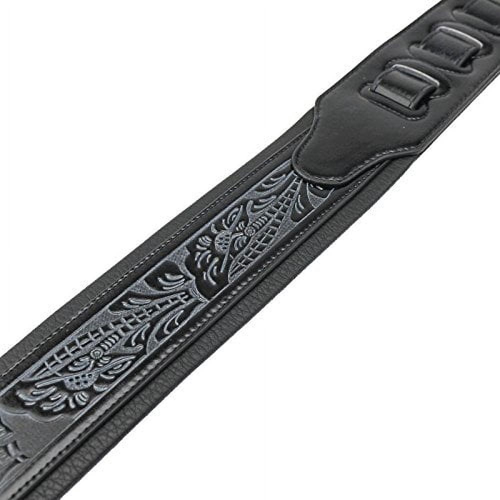 walker &amp; williams gb-102 black padded leather strap classic live oak pattern