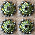thumbnail image 4 of Set Of 16 Western Screw Back Concho Parrot Green Crystal Bling Cowgirl, 4 of 4
