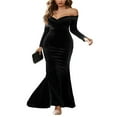 thumbnail image 1 of EIMELI Femmes Rétro Velours Robe Cocktail Manches Longues Décolleté Plissé Bodycon Parti Swing Robe, 1 of 6