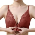 thumbnail image 2 of Aayomet Bralettes for Women Lace Front Button Thin Style Gathering and Closing Breast Bra (Red, 32), 2 of 4