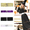 thumbnail image 4 of Lady Sequins Decor Metal Buckles Elastic Waist Belt 2-Pack Black+White, 4 of 6
