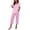 Pink, variant on Gingham Check Lounge Set for Women, V-Neck Short Sleeve Pajama Top with Capri Pants - Casual Printed Sleepwear with Contrast Pocket & Relaxed Fit Pink XXL