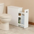 thumbnail image 2 of OakRidge Slim Bathroom Storage Cabinet with Slide-Out Shelf & Hinged Lid, 7-In. Wide, White, 2 of 5
