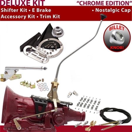 American Shifter 4L60E Shifter Kit Chrome 23 in. Swan E Brake Cable Clamp Clevis Trim Kit for F5F20