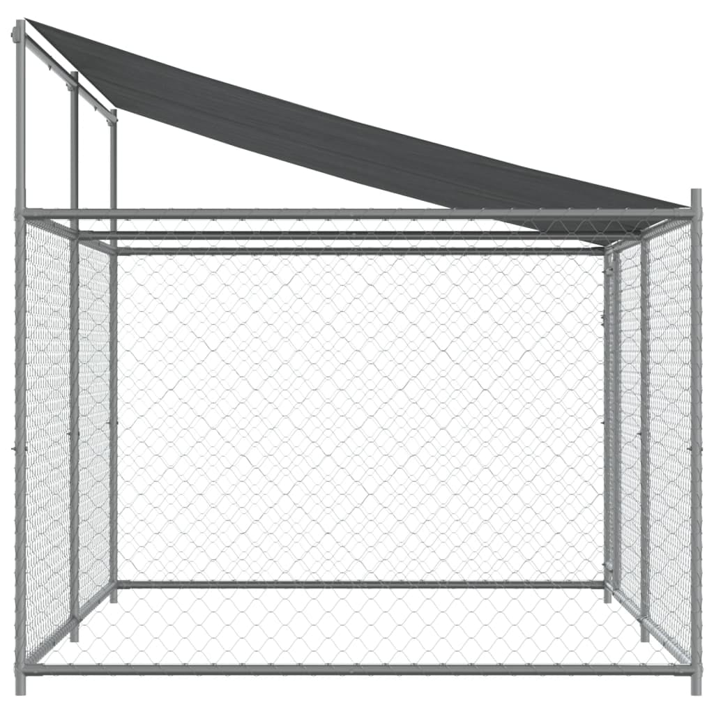 vidaXL Dog Cage with Roof and Door Gray 13.1'x6.6'x6.6' Galvanized Steel