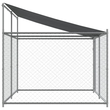 vidaXL 犬用ケージ ルーフ ドア付き グレー 4x2x2 m 亜鉛メッキ鋼Animals   Pet Supplies ペット用品 犬用品 犬小屋・ドッグラン 代引不可