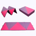 thumbnail image 1 of Topcobe 4' 10' 2'' Tapis d'Entraînement Pliants à Motif Triangle, Rose & Violet, 1 of 9