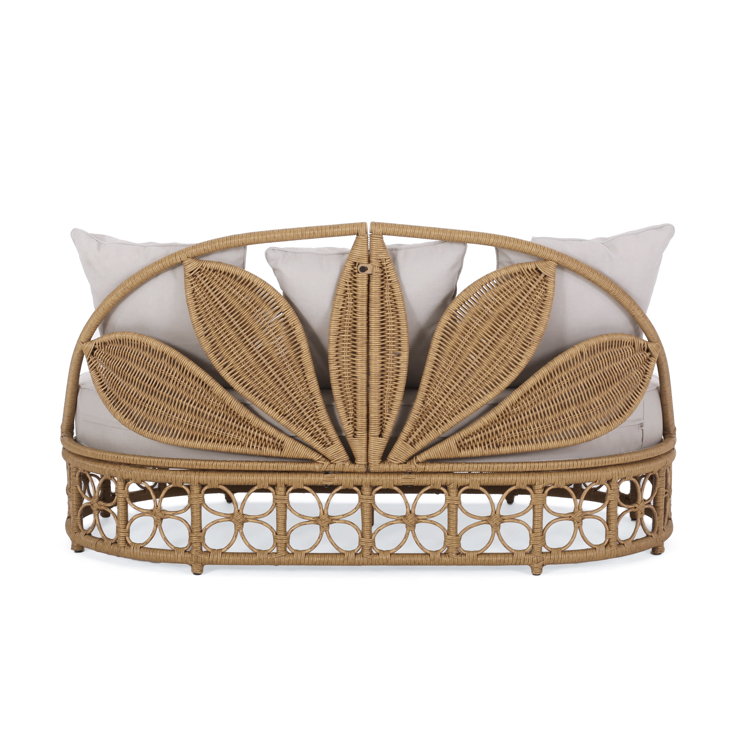 Patio Furniture Outdoor Daybed with Wicker Rattan, 60" Wide Outdoor Wicker Patio Daybed with Cushions for Lawn Garden Backyard Pool