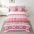thumbnail image 2 of jejeloiu Vintage Aztec Print 7 Pieces Bedding Comforter Set,Pink Geometric Rhombus Full Bedding Set For Adults Reversible, 2 of 8