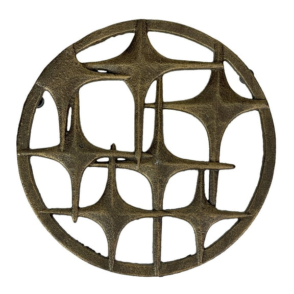 Zeckos Cast Iron Stars Trivet - 8" Bronze - Mid Century Modern Table Protector