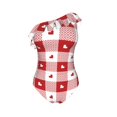 thumbnail image 4 of Yiaed Plaid Heart Print Women One Piece Swimsuits Tummy Control One Shoulder Bathing Suits Pattern Ruffle Swimwear-X-Large, 4 of 8