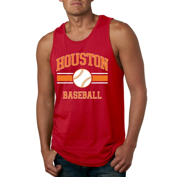 Wild Bobby City of Houston Baseball Fantasy Fan Sports Men's Tank Top, Red, 3X-Large