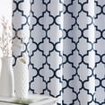 thumbnail image 4 of THD Moroccan Trellis Lattice Decorative Blackout Thermal Privacy Room Darkening Grommet Window Drapes Curtain Panels for Bedroom - Set of 2 (Platinum White Navy Blue, 52 W x 63 L), 4 of 6