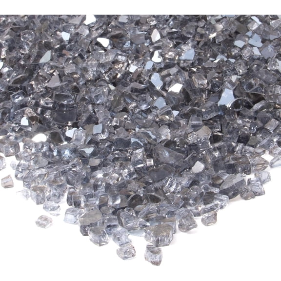 Real Flame Gray Reflective Fire Glass Filler for Indoor & Outdoor Use, Made of Tempered Glass, 20 lb. Bag