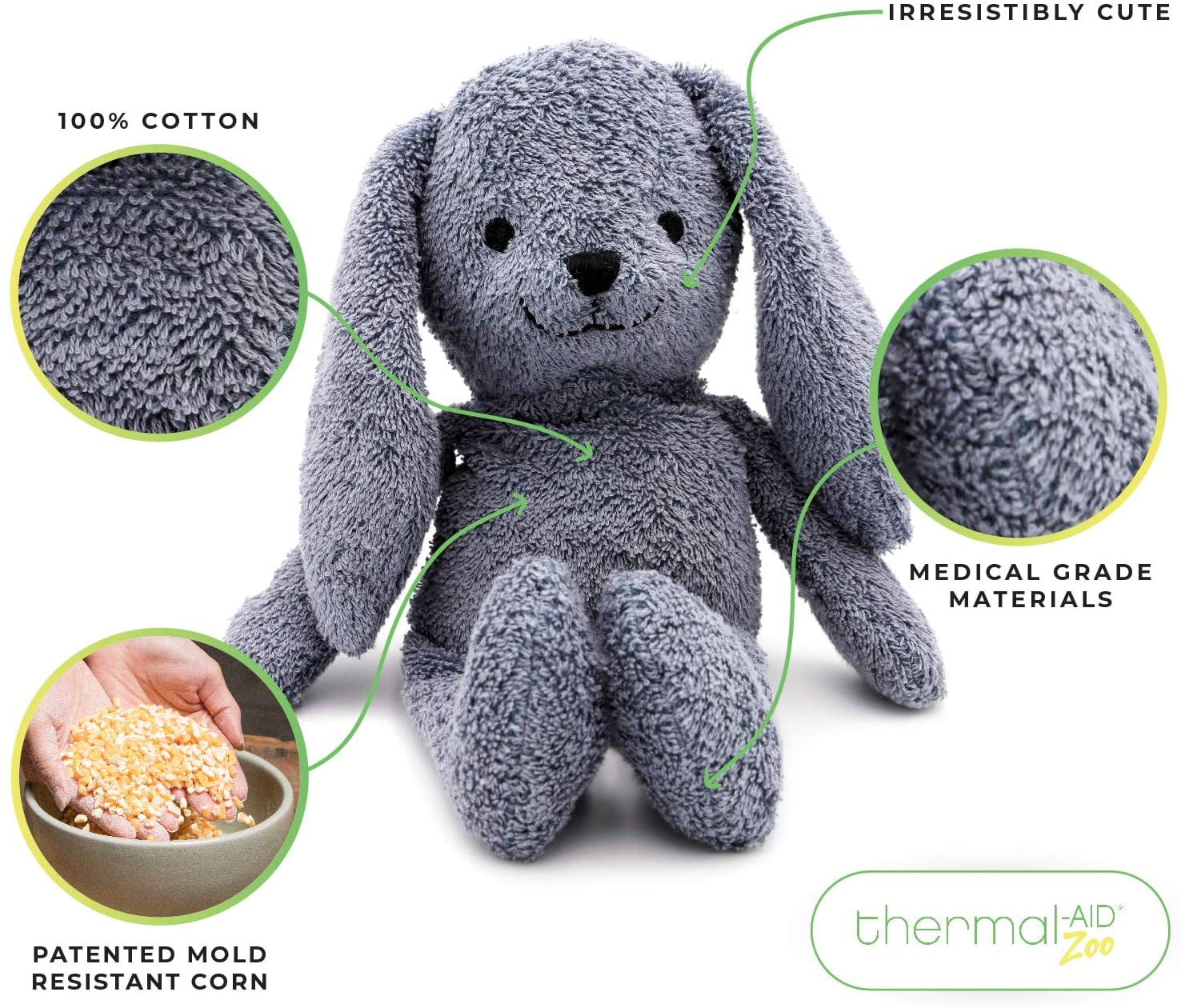 Thermal-Aid® (Baxter The Bunny) – Washable Heating Pad & Ice Pack – Plush Hot/Cold Pack with Natural Corn Filling – Reusable Comfort