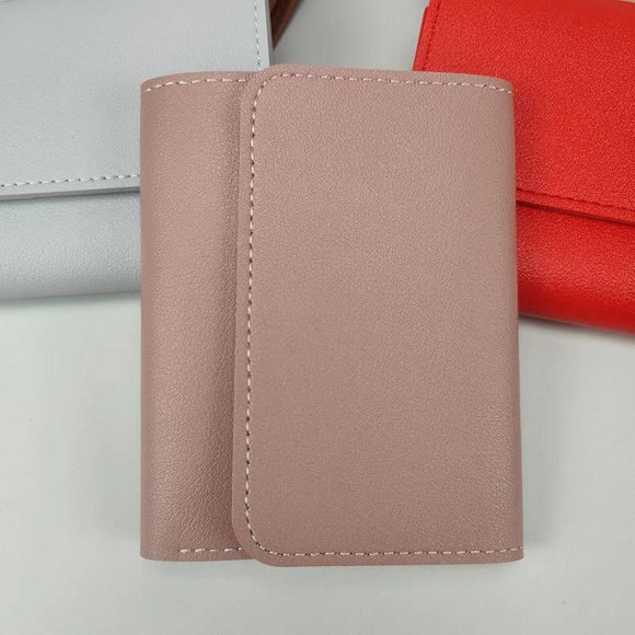 YUANOU Simple And Short Wallet Student Ticket Clip Multifunctional Card Bag Wallet(light purple)