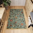 thumbnail image 2 of Ottomanson Non-Slip Indoor Entryway Rug 1'10.5" x 3' – Low Pile Stain Resistant Door Mat, Floral Seafoam Green, 2 of 7