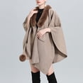 thumbnail image 3 of Cape Châle Tricotée Couleur Unie, Col Faux Élégant pour Femmes, 3 of 8