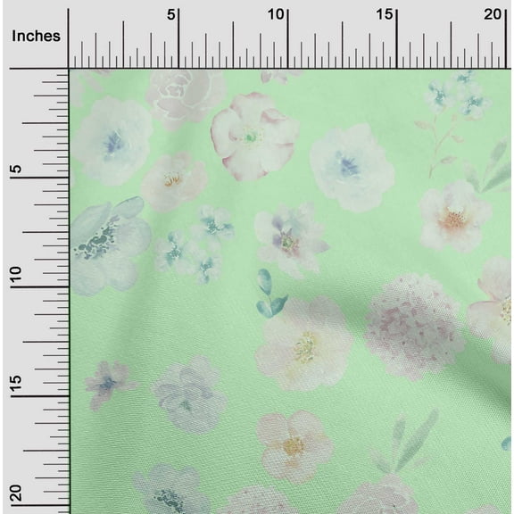 oneOone Organic Cotton Poplin Twill Fabric Flower Watercolor Print Fabric By The Yard 42 Inch Wide