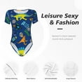 thumbnail image 6 of Easygdp Dinosaur In Space Women's One-Piece Swimsuit Slim Fit Crew Neck Bodysuit Athletic Swimwear with Concealed Buckle - Large, 6 of 9