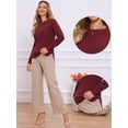 thumbnail image 2 of DARING DIVA Women's Pullover Long Sleeve Crew Neck Knit Sweater Tops M Wine Red, 2 of 6