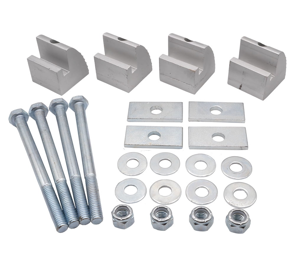 (4 Pack) Truck Tool Box Mounting Kit No Drill w/ Hardware for Pickup Truck Tool Box Mounting Kit - Universal Silver Truck Tool Box Tie Downs Accessories - J Hook Crossover Toolbox Clamps