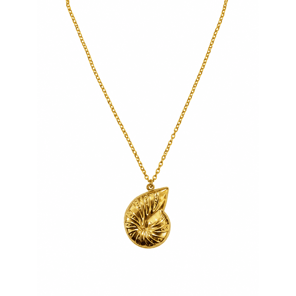 Aksraa jewellery - Nautilus Shell Pendant Necklace with Detailed Spiral Design, Polished Metal Chain, Ocean Inspired Charm Jewelry for Everyday Wear and Gifting