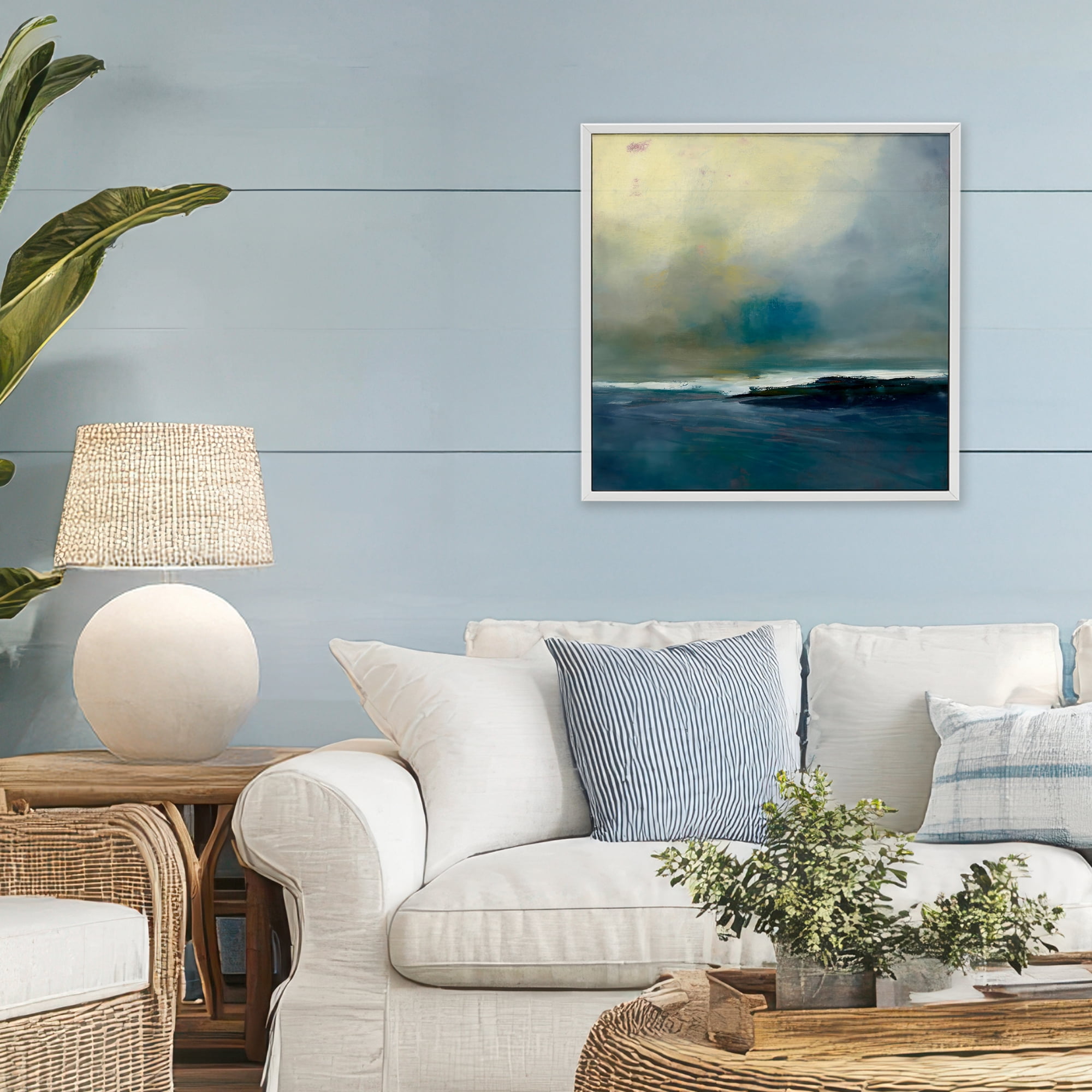 Stupell Industries Channeling Calm Horizon White Framed Giclee Art, design by Patrick Dennis