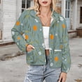 thumbnail image 3 of Jackets for Women Winter Coat Jackets Flannel Stand Collar Jacket(Oranges Flowers Blue Background Pretty Pattern,Size:S-4XL), 3 of 7