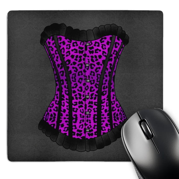 3dRose, Purple and Black Animal Print Corset , MousePad