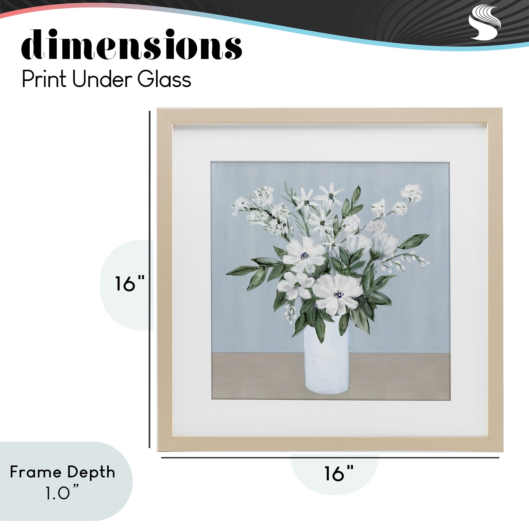 Stupell Industries Mixed White Blooms on Blue Birch Framed Print Under Glass, design by Marilyn Dunlap