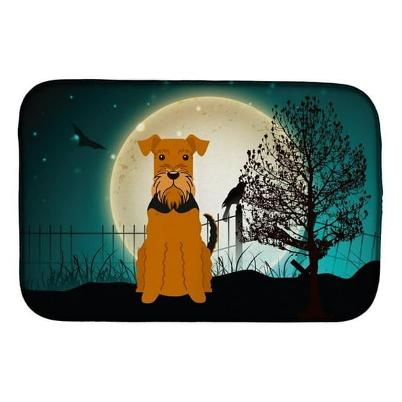 Halloween Scary Airedale Dish Drying Mat