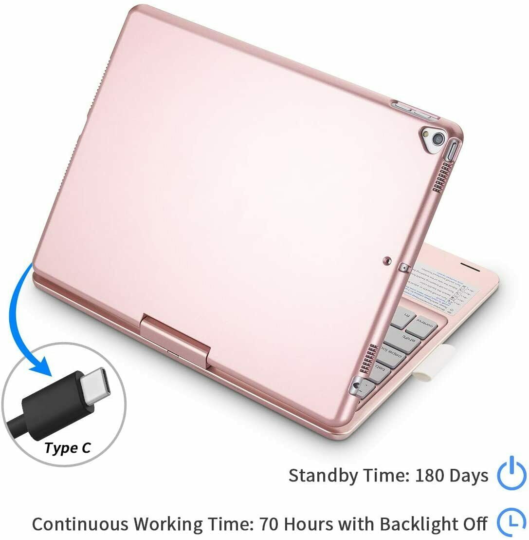 Kvago For iPad 10.2 inch 9th 8th 7th Keyboard Generation Case,with Touchpad Backlit Keyboard,Auto Sleep/Wake Function,Built-in Pencil Holder,Rose gold