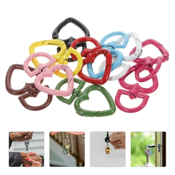LEORX Keychain Clasp Heart Shaped Spring Snap Clip Lobster Clasp Hook Assorted Color 10Pcs