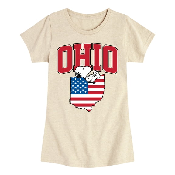 Peanuts - Ohio Snoopy Girls' Fitted Short Sleeve Graphic T-Shirt