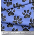 thumbnail image 2 of Soimoi Blue polyester Crepe Fabric Lion Stencil Foot Animal Print Fabric by Yard 42 Inch Wide, 2 of 5