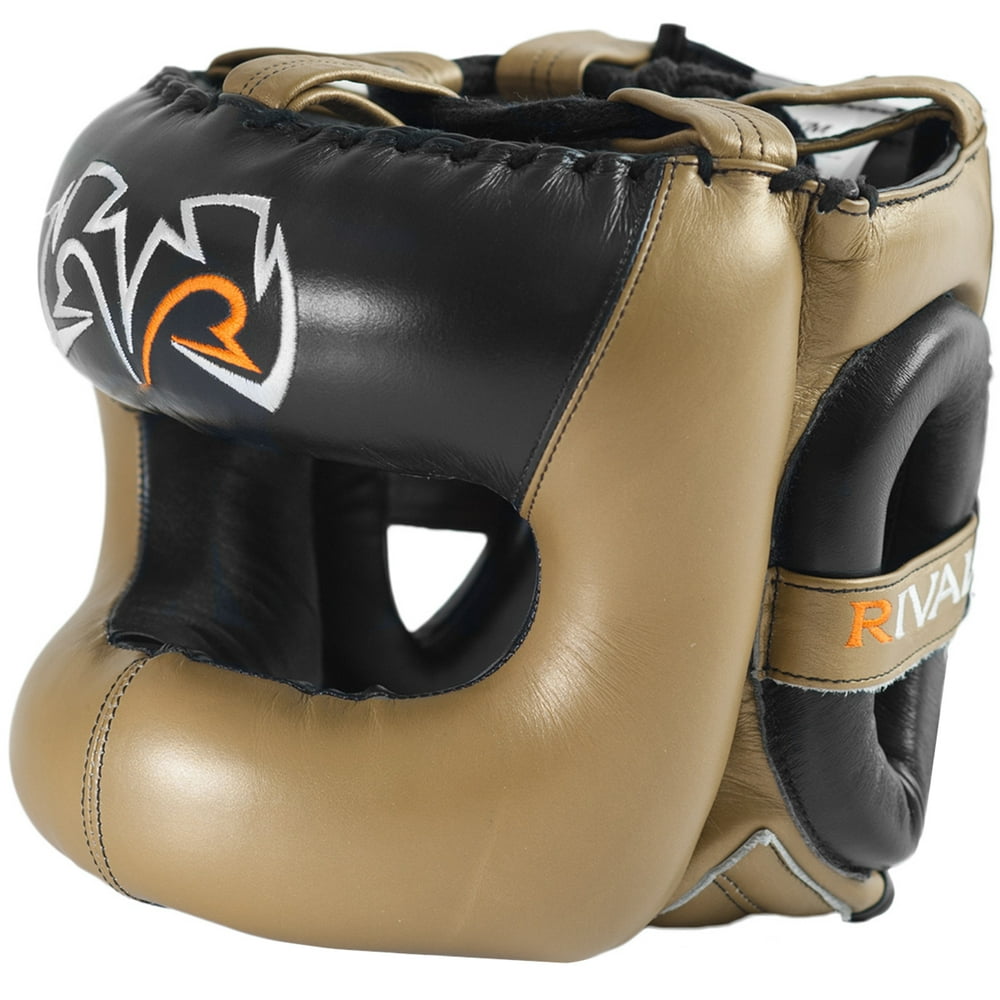 Rival Boxing Guerrero Facesaver Leather Sparring Headgear S/M Gold
