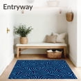 thumbnail image 3 of ODIKA 8'x10' Machine Washable Non-Slip Area Rug, Luxurious Wavy Lattice Plush Touch High Traffic Rug with Pad, Blue, 532002, 3 of 8