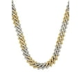 thumbnail image 3 of Two Tone Iced Out Diamond Prong Cuban Link Chain 10K/14K, 3 of 4