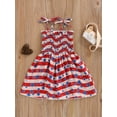 thumbnail image 2 of Bagilaanoe Toddler Girl 4th of July Dress America Flag Strap Dresses Kids Summer Clothes Backless Stripe Stars Party Dress, 2 of 8