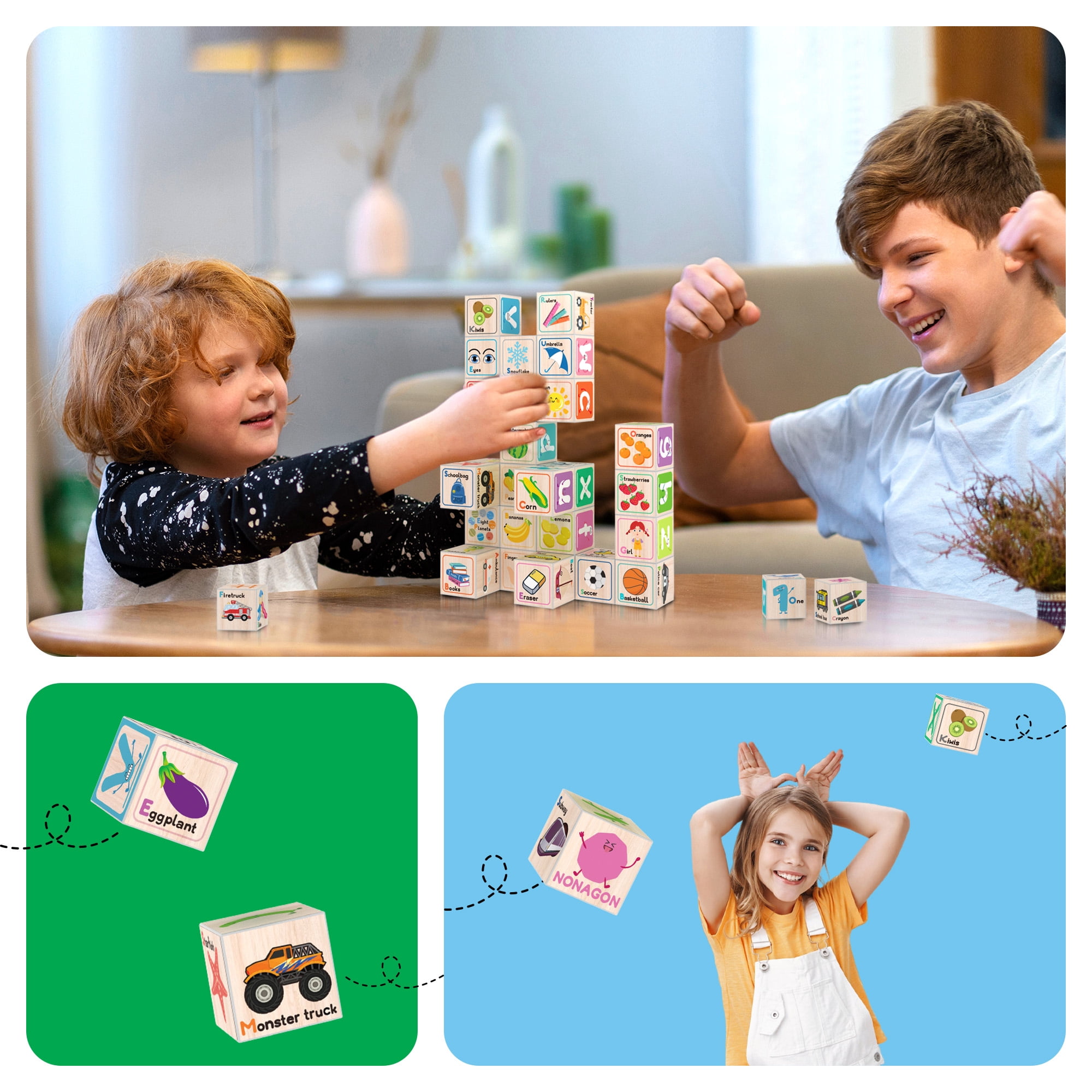 PicassoTiles 36PCS 1" Magnetic Puzzle Cubes, 216 Patterns, Alphabet, Numbers & Shapes STEM Educational Sensory Building Toy for Kids 3+