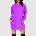 thumbnail image 2 of Women's Fashion Casual Long Sleeve Hoodie Dress Comfortable Pullover Solid Color Stylish Wear Outfit, 2 of 2