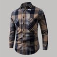thumbnail image 2 of LNWUY Men's Plaid Shirts Simple Long Sleeve Peplum Buttoned Casual Double Pocket Tops Long Sleeve Lapel Shirt Tops Brown XXXXL, 2 of 5