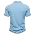 thumbnail image 6 of HomeDM Collared V-Neck Shirts for Men Short Sleeve Button Summer Golf T-Shirt for Casual Work, Light Blue Size XL, 6 of 8