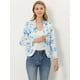 thumbnail image 3 of Chaqueta abierta Allegra K traje de trabajo oficina mujeres Blanco Azul Claro-floral XS, 3 of 5
