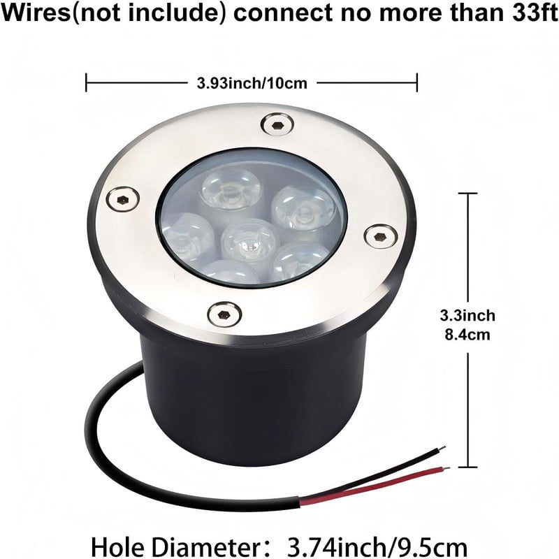 JESLED 6W LED Landscape Lighting Well Lights, 12V 24V Ground Lights 6000K Bright White, IP67 Waterproof Low Voltage Landscape Light Spotlight for Driveway Deck Patio Yard Garden Outdoor,4 Pack
