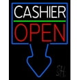 thumbnail image 1 of Arrow Cashier Open LED Neon Sign 24 x 31 - inches, Clear Edge Cut Acrylic Backing, with Dimmer - Bright and Premium built indoor LED Neon Sign for Bar decor., 1 of 7