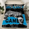 thumbnail image 2 of jejeloiu Gamepad Queen Sheet Sets,Modern Video Game Flat Sheet,Blue Black Red Queen Fitted Sheet For Girl Kids,Super Cozy Bedroom Decor,4 Pieces, 2 of 7