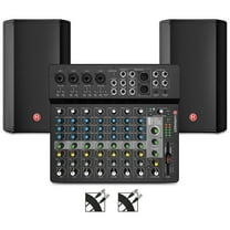 Harbinger VARI V1112 12" Powered Speakers Package With LV12 Mixer & Cables