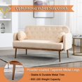 thumbnail image 4 of 55-inch Small Velvet Sofa with two Elegant Moon Shape Pillows, Modern Twin Size Accent Sofa Couch with Golden Metal Legs & Tufted Backrest & Delicate Armrests, Loveseat Sofa for Living Room, Beige, 4 of 6